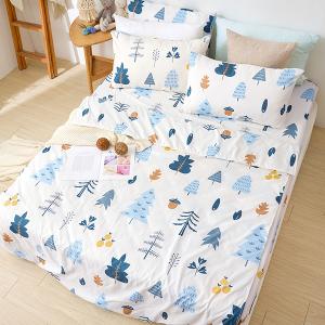 【DUYAN 竹漾】舒柔棉雙人加大床包涼被四件組 / 栗松秘境 台灣製