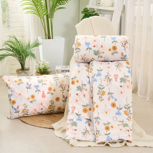 【DUYAN 竹漾】舒柔棉雙人加大床包涼被四件組 / 日葵小兔 台灣製