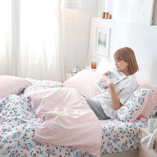 【DUYAN 竹漾】床包被套組(鋪棉兩用被套)-雙人 / 舒柔棉四件式 / 沁心花漾