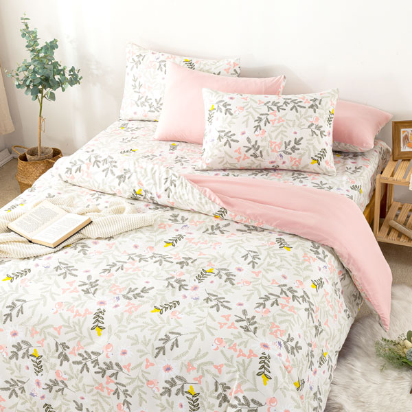 【DUYAN 竹漾】舒柔棉雙人加大床包涼被四件組 / 唯莓戀語