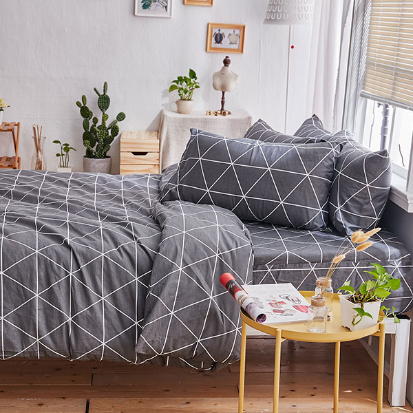 【DUYAN 竹漾】床包被套組(雙人薄被套)-單人 / 精梳純棉三件式 / 百慕達三角 台灣製