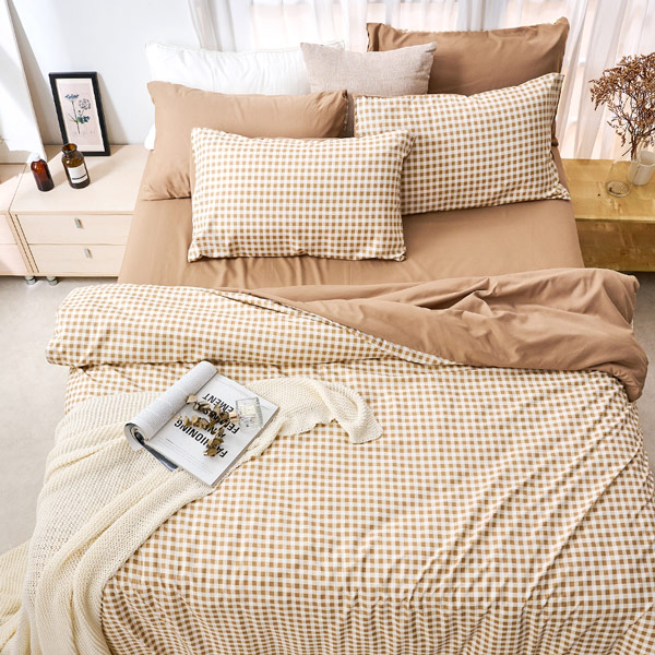 【DUYAN 竹漾】床包枕套組-雙人 / 舒柔棉三件式 / 焦糖奶茶 台灣製