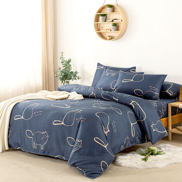 【DUYAN 竹漾】床包枕套組-雙人加大 / 舒柔棉三件式 / 萌喵夢遊