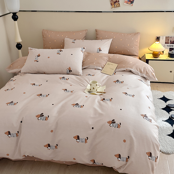 【DUYAN 竹漾】床包被套組(鋪棉兩用被套)-雙人加大/200織/ 精梳棉四件式 / 小狗威利 台灣製