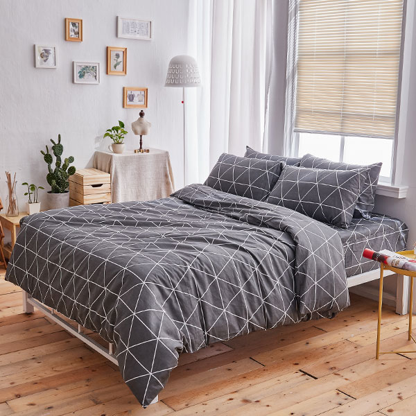 【DUYAN 竹漾】床包被套組(雙人薄被套)-單人 / 精梳純棉三件式 / 百慕達三角 台灣製