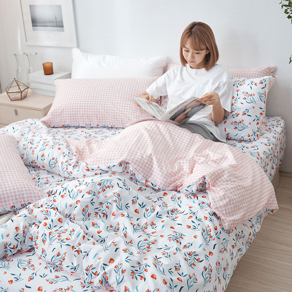 【DUYAN 竹漾】床包枕套組-雙人加大 / 舒柔棉三件式 / 沁心花漾