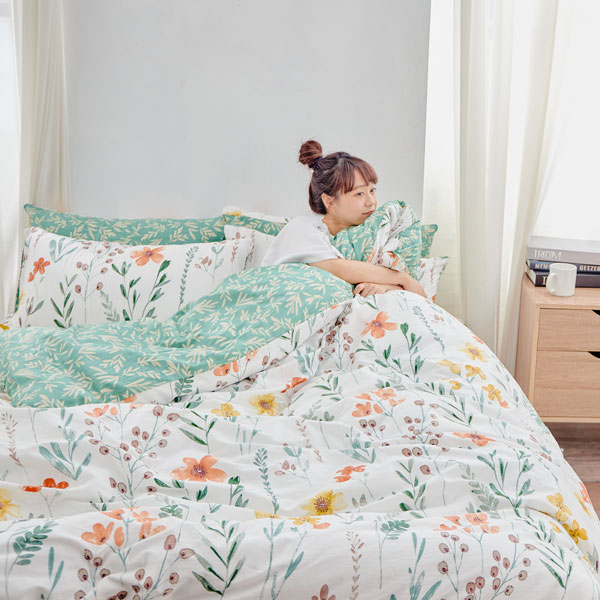 【DUYAN 竹漾】床包枕套組-雙人 / 精梳純棉三件式 / 初晨花語 台灣製