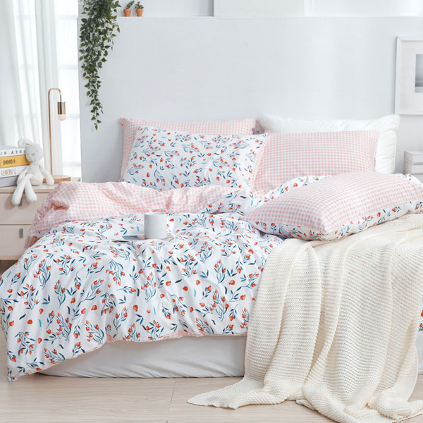 【DUYAN 竹漾】床包枕套組-雙人加大 / 舒柔棉三件式 / 沁心花漾