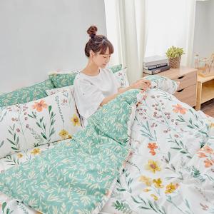 【DUYAN 竹漾】床包被套組(薄被套)-單人 / 精梳純棉三件式 / 初晨花語 台灣製