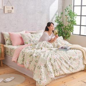 【DUYAN 竹漾】床包被套組(薄被套)-雙人加大 / 舒柔棉四件式 / 唯莓戀語