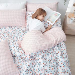 【DUYAN 竹漾】床包被套組(鋪棉兩用被套)-雙人 / 舒柔棉四件式 / 沁心花漾