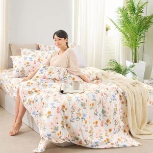 【DUYAN 竹漾】舒柔棉單人床包涼被三件組 / 日葵小兔 台灣製