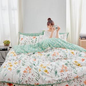 【DUYAN 竹漾】床包枕套組-雙人加大 / 精梳純棉三件式 / 初晨花語 台灣製