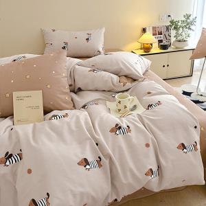 【DUYAN 竹漾】床包被套組(鋪棉兩用被套)-雙人加大/200織/ 精梳棉四件式 / 小狗威利 台灣製