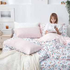 【DUYAN 竹漾】床包被套組(鋪棉兩用被套)-雙人 / 舒柔棉四件式 / 沁心花漾