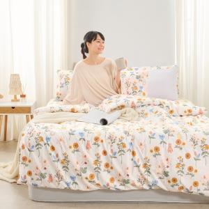 【DUYAN 竹漾】舒柔棉單人床包涼被三件組 / 日葵小兔 台灣製