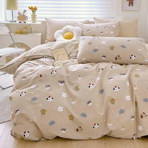 【DUYAN 竹漾】床包被套組(薄被套)-雙人加大/200織/ 精梳棉四件式 / 萌友同行 台灣製