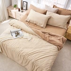 【DUYAN 竹漾】床包被套組(鋪棉兩用被套)-雙人加大 / 舒柔棉四件式 / 焦糖奶茶 台灣製