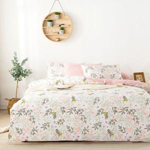 【DUYAN 竹漾】舒柔棉雙人加大床包涼被四件組 / 唯莓戀語