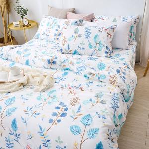 【DUYAN 竹漾】舒柔棉雙人加大床包涼被四件組 / 藍凝冰花 台灣製