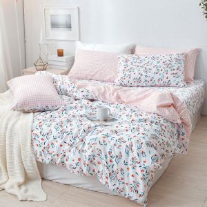 【DUYAN 竹漾】床包被套組(薄被套)-雙人 / 舒柔棉四件式 / 沁心花漾
