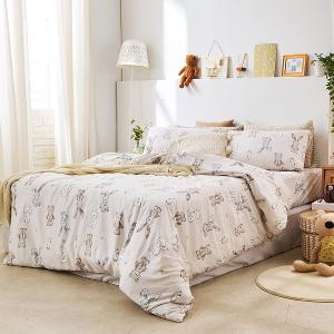【DUYAN 竹漾】床包被套組(鋪棉兩用被套)-雙人加大/200織/ 精梳棉四件式 / 小布玩偶 台灣製
