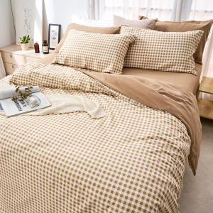 【DUYAN 竹漾】床包被套組(鋪棉兩用被套)-雙人 / 舒柔棉四件式 / 焦糖奶茶 台灣製