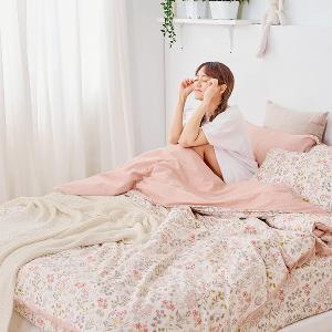 【DUYAN 竹漾】床包被套組(鋪棉兩用被套)-單人 / 精梳純棉三件式 / 日和花雨 台灣製