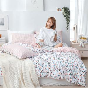 【DUYAN 竹漾】床包被套組(鋪棉兩用被套)-雙人 / 舒柔棉四件式 / 沁心花漾