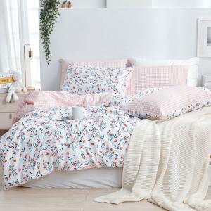 【DUYAN 竹漾】床包枕套組-雙人加大 / 舒柔棉三件式 / 沁心花漾