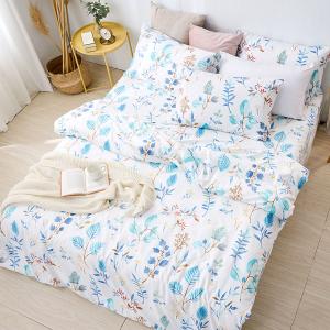 【DUYAN 竹漾】舒柔棉雙人加大床包涼被四件組 / 藍凝冰花 台灣製