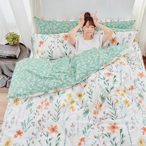 【DUYAN 竹漾】床包被套組(鋪棉兩用被套)-單人 / 精梳純棉三件式 / 初晨花語 台灣製