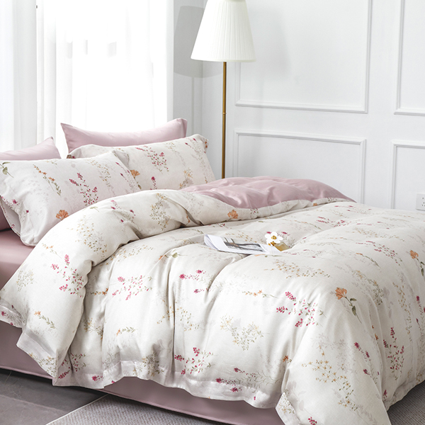 【DUYAN 竹漾】60支萊賽爾天絲雙人加大四件式鋪棉兩用被床包組 / 蒔花養卉 台灣製