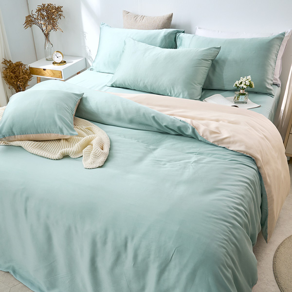 【DUYAN 竹漾】60支萊賽爾天絲雙人床包被套四件組 / 燕麥奶綠 台灣製