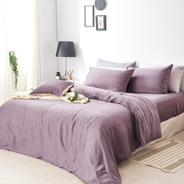 【DUYAN 竹漾】60支萊賽爾天絲雙人床包被套四件組 / 甜芋紫薯 台灣製