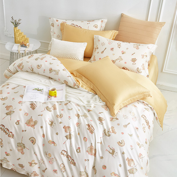 【DUYAN 竹漾】60支萊賽爾天絲雙人加大四件式鋪棉兩用被床包組 / 假日慶典 台灣製