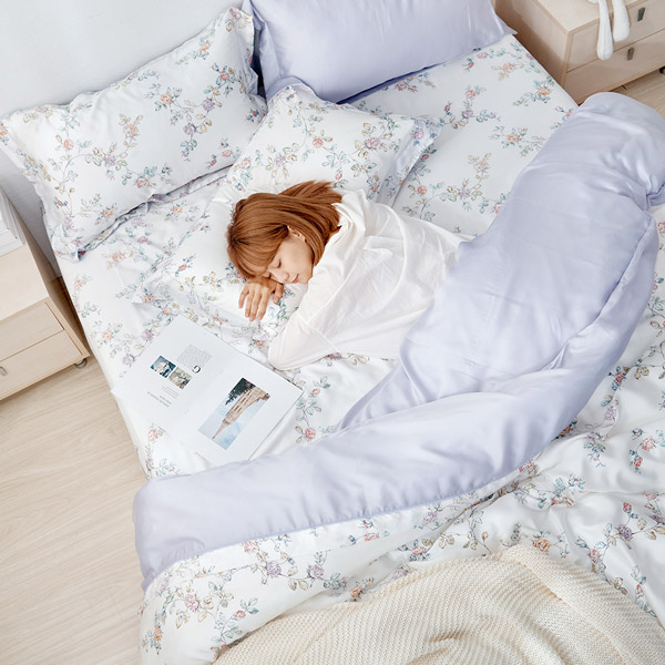 【DUYAN 竹漾】60支萊賽爾天絲雙人床包被套四件組 / 月夕瑩花 台灣製