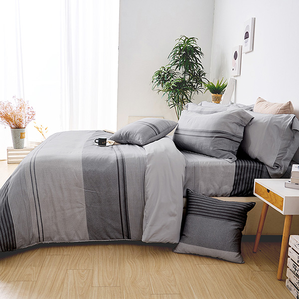 【DUYAN 竹漾】60支萊賽爾天絲雙人四件式鋪棉兩用被床包組 / 幽微暮灰 台灣製