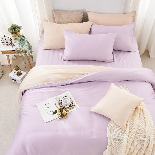 【DUYAN 竹漾】60支萊賽爾天絲雙人加大床包被套四件組 / 幻紫凝香 台灣製