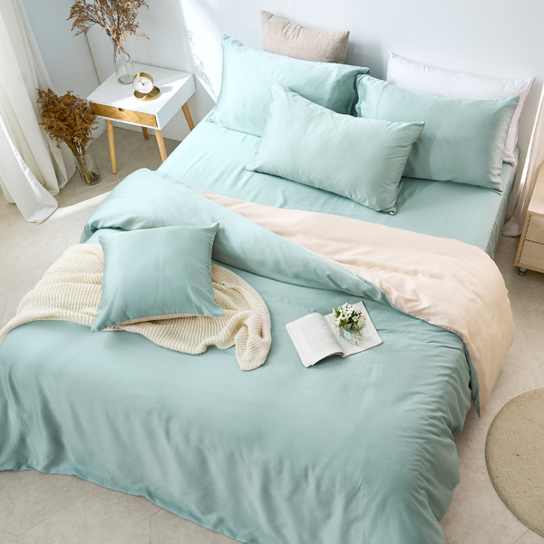 【DUYAN 竹漾】60支萊賽爾天絲雙人床包被套四件組 / 燕麥奶綠 台灣製