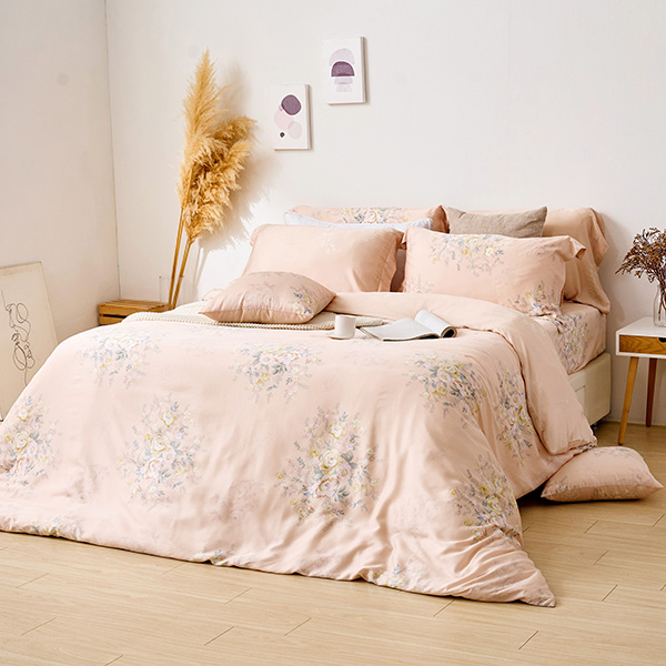 【DUYAN 竹漾】60支萊賽爾天絲雙人加大四件式鋪棉兩用被床包組 / 染雲花仙 台灣製