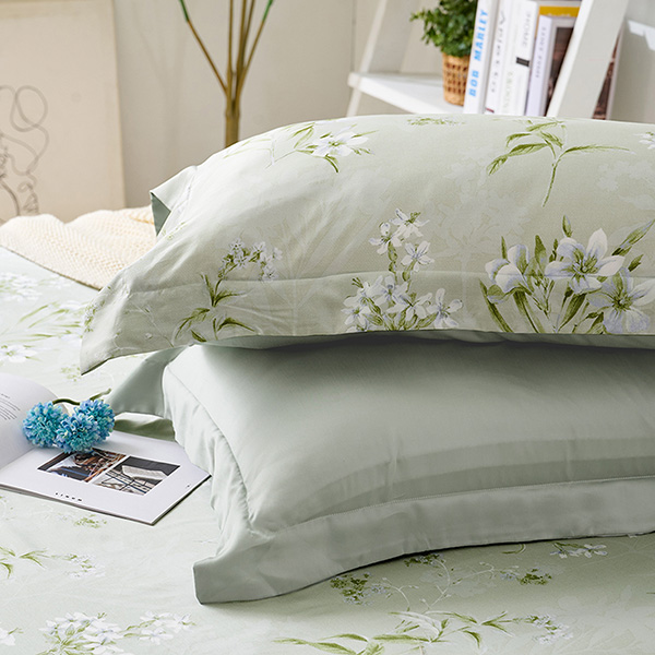 【DUYAN 竹漾】60支萊賽爾天絲雙人加大床包被套四件組 / 新枝綠意 台灣製