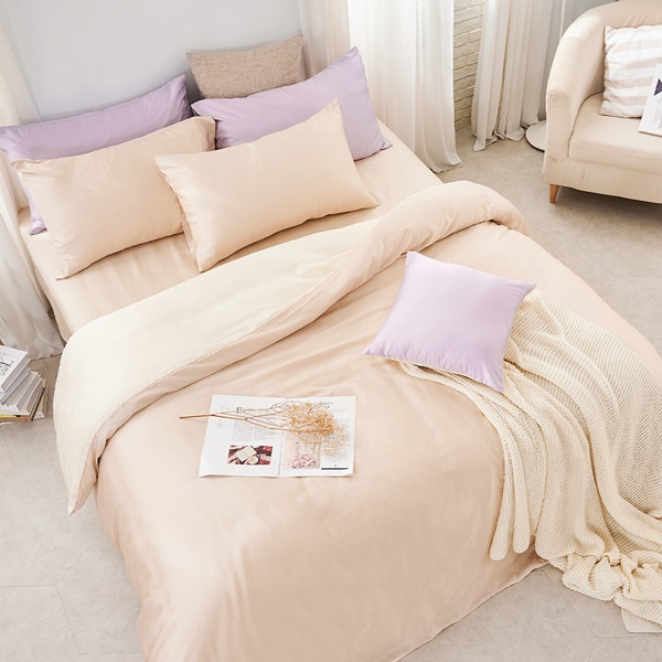 【DUYAN 竹漾】60支萊賽爾天絲雙人四件式鋪棉兩用被床包組 /焙香歐蕾 台灣製