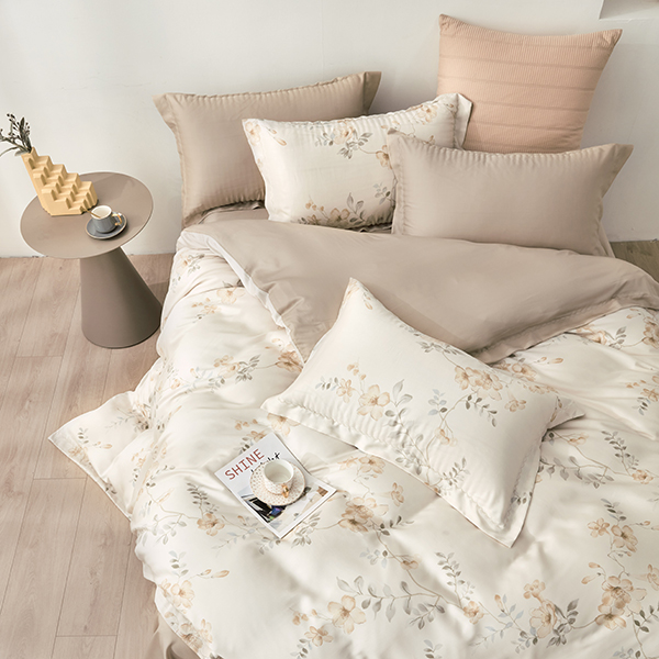 【DUYAN 竹漾】40支100%天絲雙人加大床包被套四件組  / 淺默馨芳 台灣製