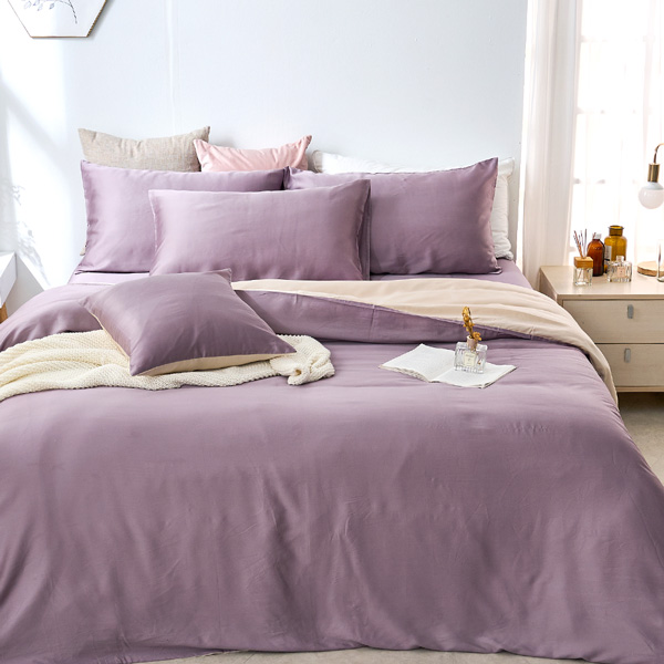 【DUYAN 竹漾】60支萊賽爾天絲雙人床包被套四件組 / 紫薯那堤 台灣製
