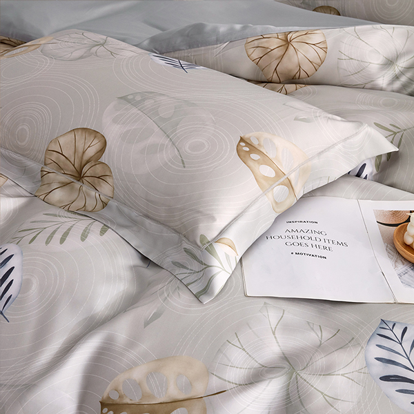 【DUYAN 竹漾】60支萊賽爾天絲雙人加大四件式鋪棉兩用被床包組 / 流葉绻雨 台灣製