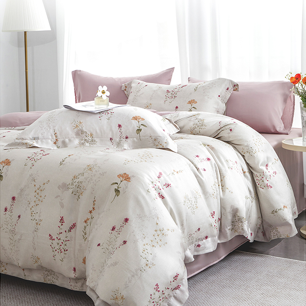 【DUYAN 竹漾】60支萊賽爾天絲雙人加大床包被套四件組 / 蒔花養卉 台灣製
