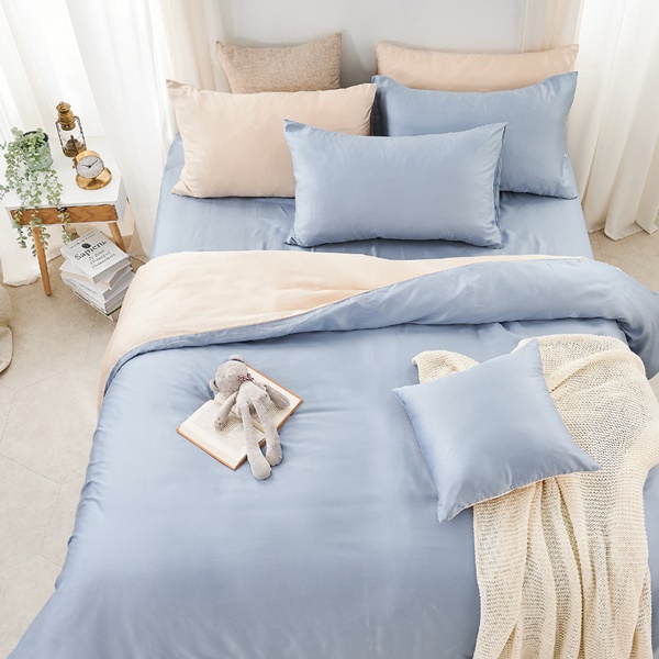 【DUYAN 竹漾】60支萊賽爾天絲雙人加大床包被套四件組 / 蔚藍空鏡 台灣製