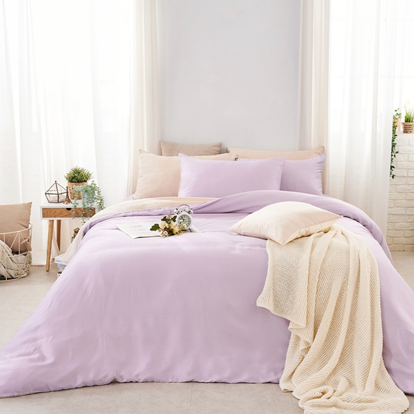 【DUYAN 竹漾】60支萊賽爾天絲雙人加大床包被套四件組 / 幻紫凝香 台灣製