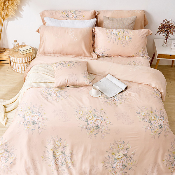 【DUYAN 竹漾】60支萊賽爾天絲雙人加大四件式鋪棉兩用被床包組 / 染雲花仙 台灣製